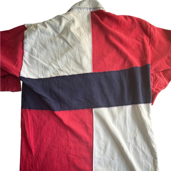 Vintage J.Crew Rugby Shirt Men’s M Red White‎ Navy Block Stripe Long Sleeve Polo - Picture 3 of 5